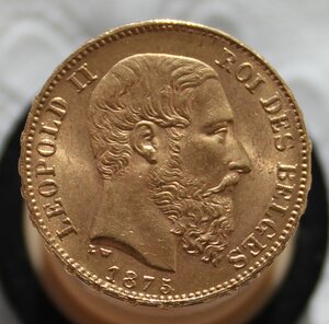 Бельгия 20 франков 1875 г.