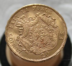 Бельгия 20 франков 1875 г.