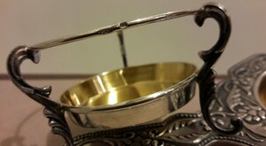 Ситечко для чая с подставкой, серебро 875 пр.,БЮ7