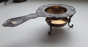 Ситечко для чая с подставкой, серебро 875 пр.,БЮ7