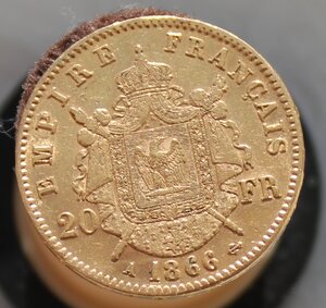 Франция 20 франков 1866 г.