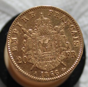 Франция 20 франков 1866 г.