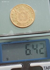 Франция 20 франков 1866 г.