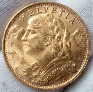 20 Франков 1935 (золото 6,45гр 900пр)