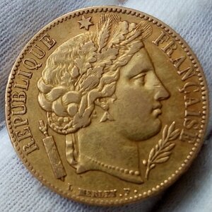 20 Франков 1850г Франция (золото 6,45гр 900пр)