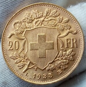 20 Франков 1935 (золото 6,45р 900пр)