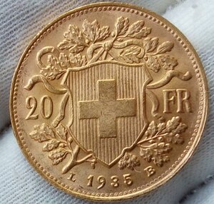 20 Франков 1935 (золото 6,45р 900пр)