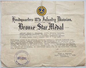 За Одру, Нису и Балтику , За Варшаву и Бронзовая Звезда США