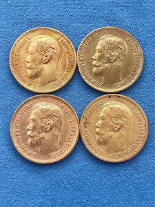 5 рублей 1897г (АГ); 1898г (АГ); 1899г (ФЗ); 1900г (ФЗ)