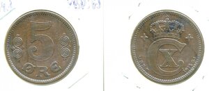 Дания 5 эре, 1914