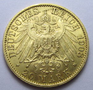 20 марок 1908 Пруссия золото