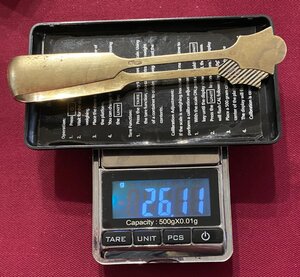 Серебряные щипцы для сахара. Родной футляр. Серебро 875 пр.