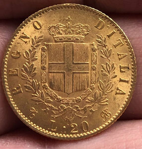 20 лир 1865 ЗОЛОТО