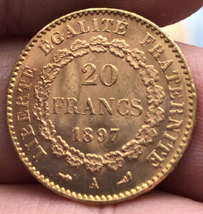 20 франков 1897 Ангел Золото