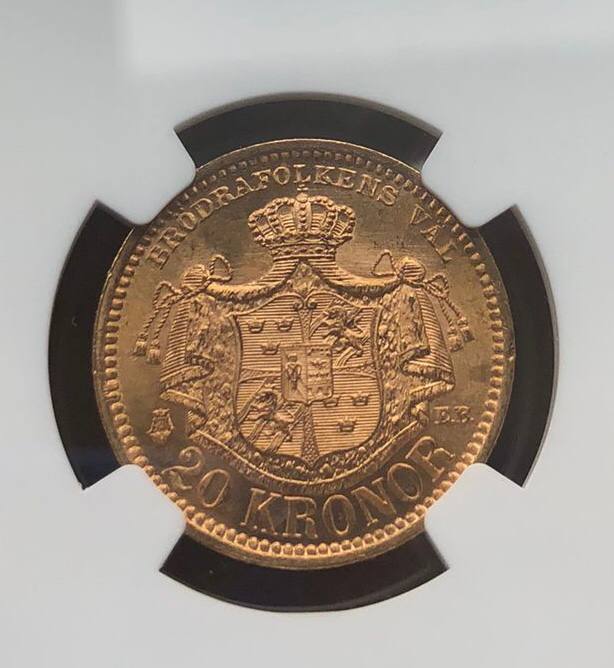 20 крон 1889 NGC MS64 Швеция золото