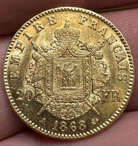 20 франков 1868 Франция ЗОЛОТО