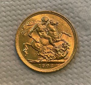 Британия. Золотой соверен (фунт) 1903 год. Эдвард VII.
