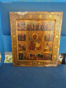 Икона "Святой Николай Чудотворец с житием" ковчег