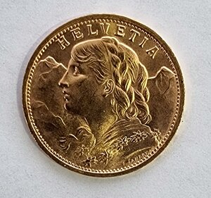 Золото Швейцария 20 франков 1927 год