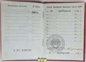 Трудовая Слава 3ст. № 28.810 с орденской на женщину