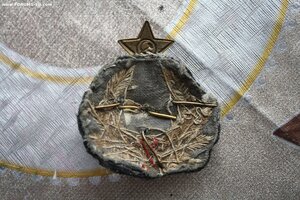шитая довоенная кокарда ВМФ,якорь накладной,эмалевая звезда