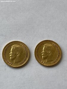 10 рублей Николай II,золото,2 монеты