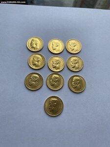 5 рублей Николай II,золото,10 монет