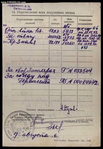 ОВ 1 ст. № 1223 на старшину группы торпедистов ПЛ "Л-20" СФ