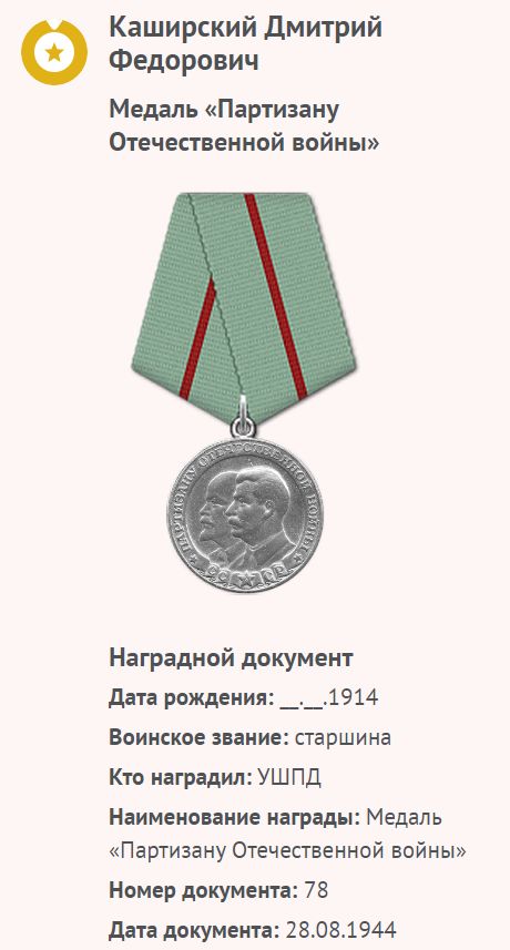 Партизан образца 1957, но вручён в 1980 году