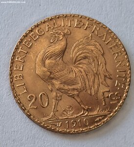 20 франков  1910 золото
