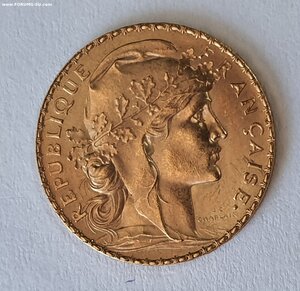 20 франков  1910 золото