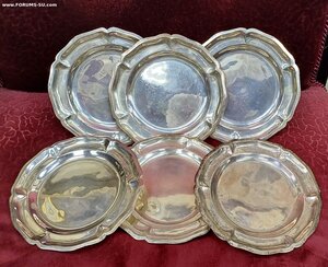 Тарелки десертные,6 шт,серебро, Mexico 925 Sterling. (742 г