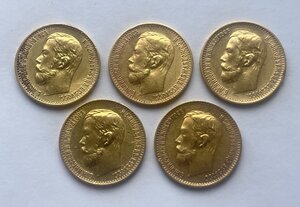 5 рублей 5шт. 1898г. 1899г. 1900г. АГ,ФЗ,ЭБ
