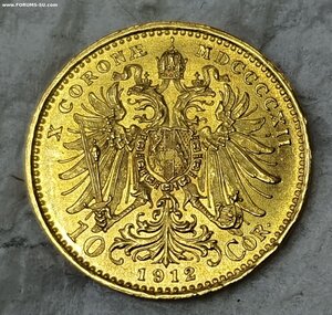 10 крон 1912 золото Австро-Венгрия