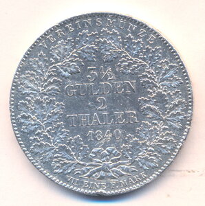 3 1/2 гульдена - 2 талера 1840 г. - Бавария.