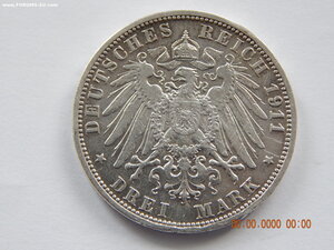 3 марки 1911 г. - Фридрих II . - Ангальт Дессау .