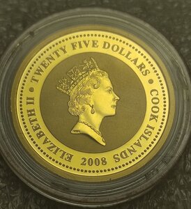 25 долларов 2008 Остров Кука, Au9999, 1/2 Oz.