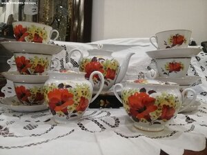 Редкий Советский Сервиз Цветы Юга, фарфор, ЛФЗ, Лебединская