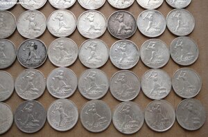 Полтинники 50шт (пятьдесят) серебро 1924-25гг с 40тр