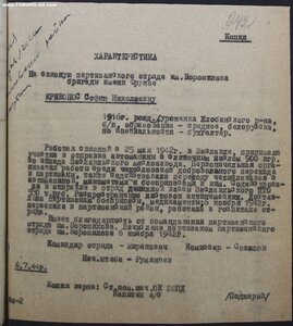 Партизан на связную. Интересный наградной лист.