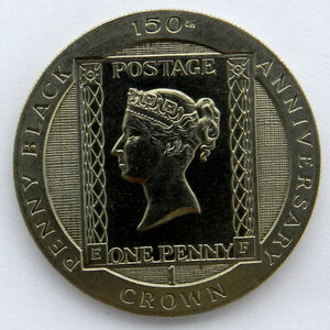 1 крона 1990 150 лет первой почтовой марке "Черный Пенни"