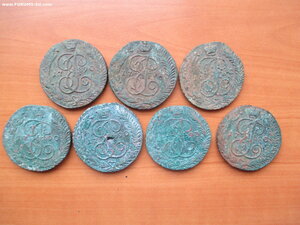 5 копеек Екатерина 2.  7 монет 1790-93 АМ