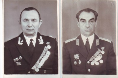 2 фото офицеров с ромбами, знаками.