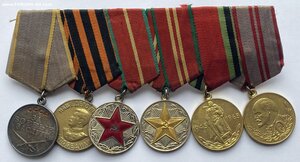 Комплект медалей на колодке (БЗ, 40 лет ВС, 20 и 15 лет БС)