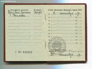 Два ТКЗ по Указу от 6 сентября 1973 года. Разные.