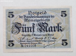5,75 марок Мемель 1922 год