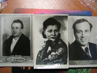 Три фото-Лемешев,Шульженко с автографом,Козловский