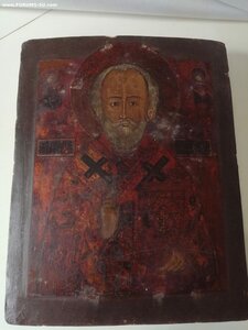 Икона св. Николай Угодник  Аналой оклад 84пр 1870г. Саратов.