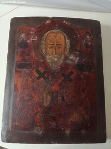 Икона св. Николай Угодник  Аналой оклад 84пр 1870г. Саратов.