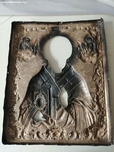 Икона св. Николай Угодник  Аналой оклад 84пр 1870г. Саратов.